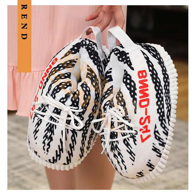 女搞怪毛毛鞋a锥恶搞室内搞笑椰子大棉鞋鞋靴aj灰白防水胶底3644均码