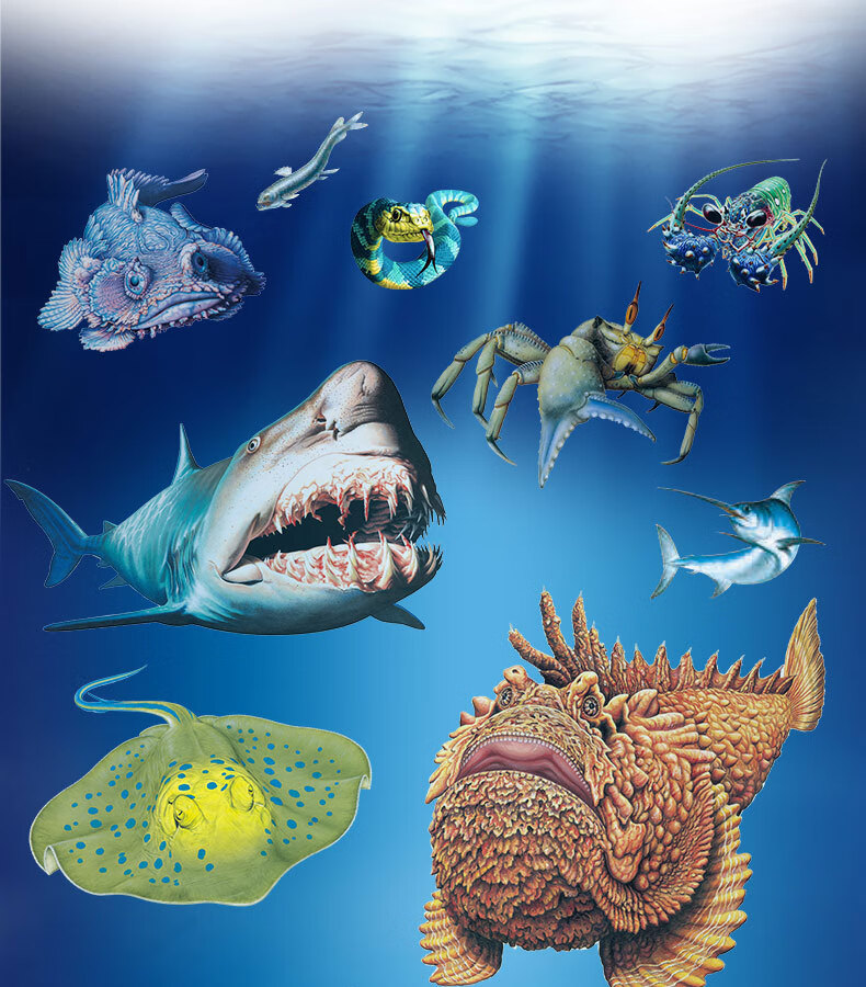 海洋怪物小百科全5册深海螃蟹鲨鱼超级海怪捕猎者儿童海洋科普认知小