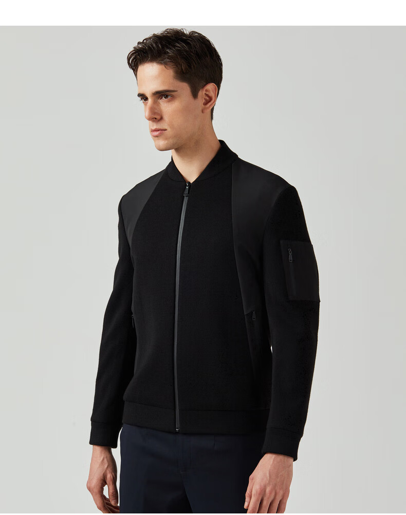 劲霸男装 k-boxing 夹克男秋季男士商务休闲棒球领拼接茄克hkda3665