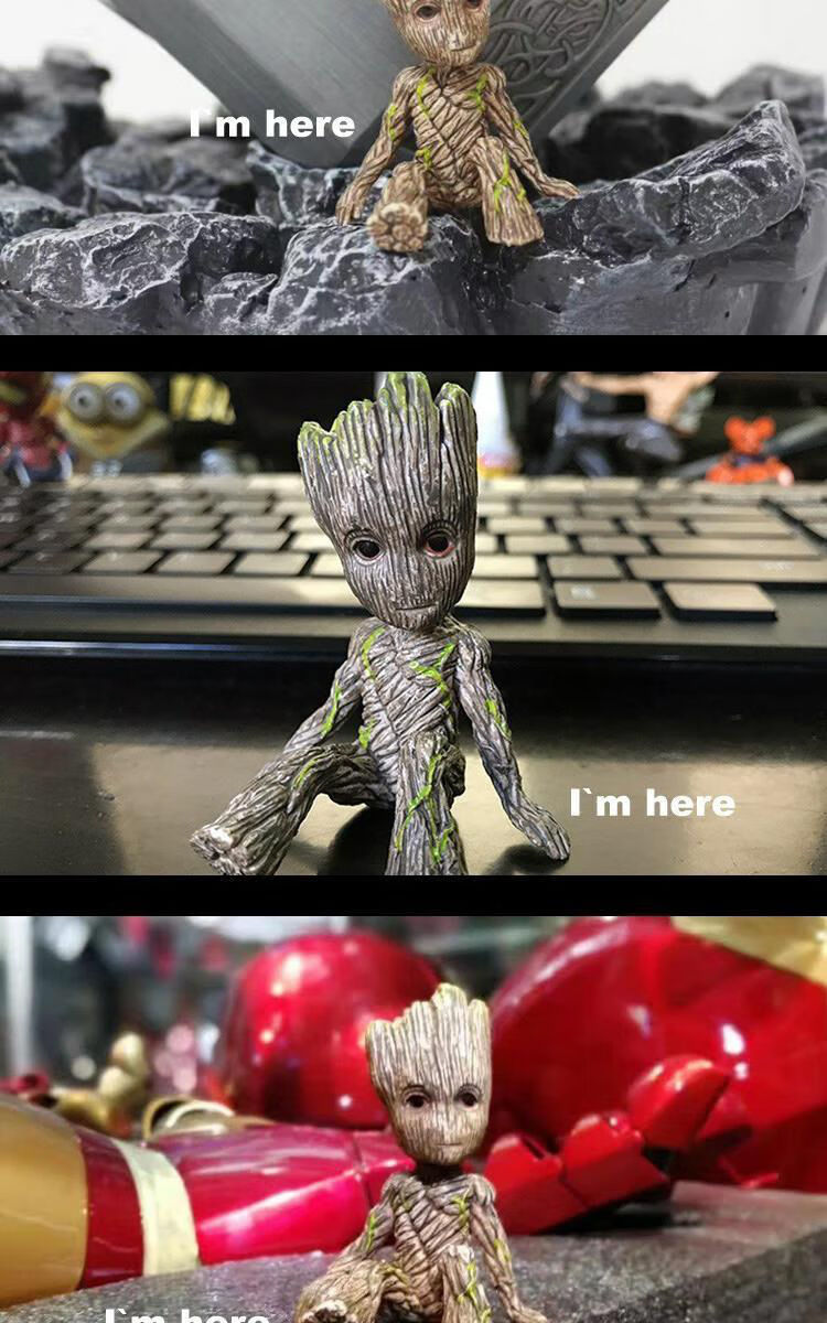 坐姿格鲁特袖珍版树人宝宝摆件模型银河护卫队手办巴西木盆栽玩具