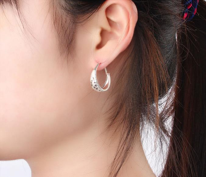 银耳钉999妈妈款中老年女款耳圈老人999耳环满天星光面妈妈耳饰耳坠