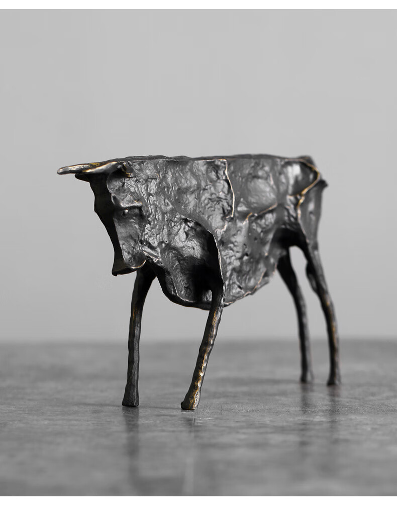 创意铁艺抽象牛摆件办公室书柜客厅家居酒柜牛气冲天装饰品 毕加索牛