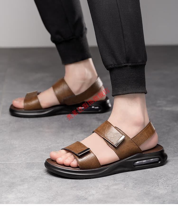 乔丹中国专卖官方自营夏天皮凉鞋男士开车夏季男款牛皮沙滩鞋男防滑