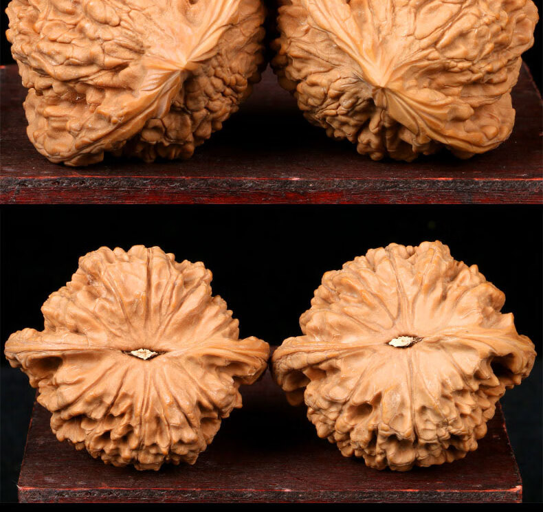 文玩核桃手玩50mm王勇官帽核桃特大男士盘玩手把件核桃把玩麒麟纹 色