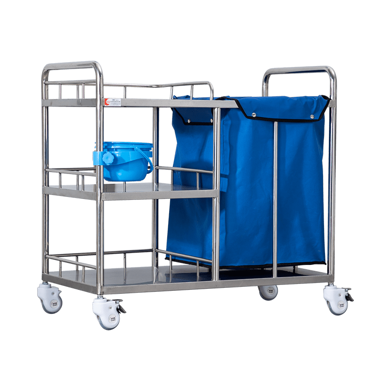 康钥匙医院304不锈钢护理推车污物车晨护车加厚被服污衣车扫床车 正