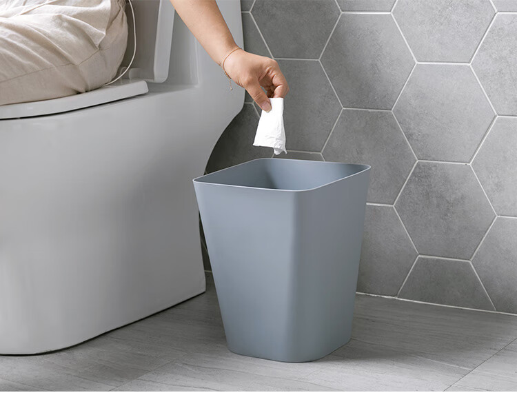 分类厨房垃圾桶 家用卫生间大号垃圾篓客厅纸篓干湿磨砂桶 大号白色