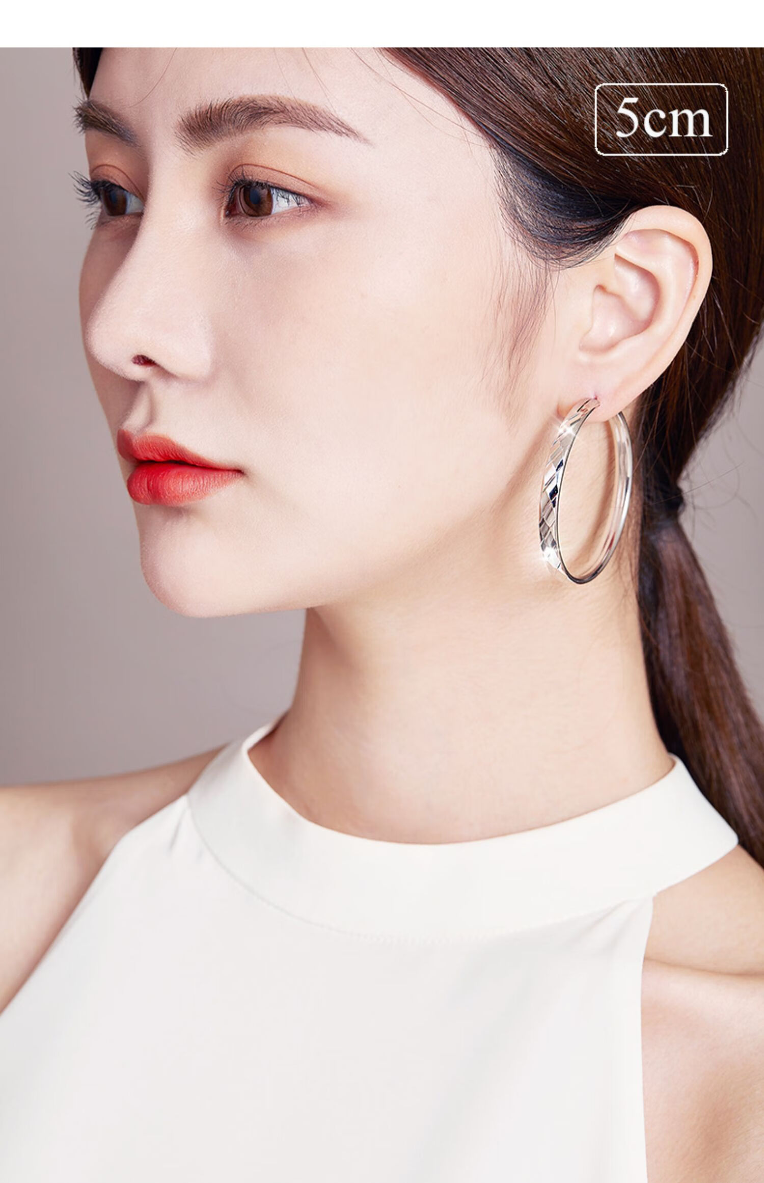 miflame耳环女2020年新款潮大耳圈圈圆环感韩气质网红圆脸耳饰菱方耳