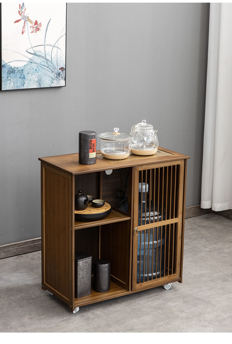 音霖 移动茶台家用小茶桌边柜茶几烧水壶一体泡茶桌茶水柜茶具置物架