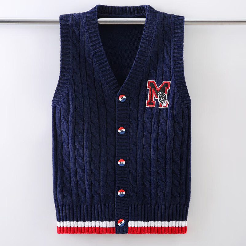 男童开衫马甲春秋小学生小孩子穿的儿童毛衣背心洋气男孩针织中大童