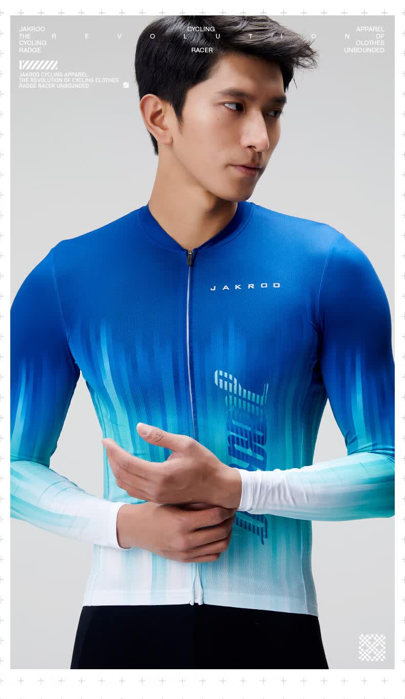 捷酷2022春夏新品谱限男士长袖骑行服户外自行车高弹面料透气速干专业