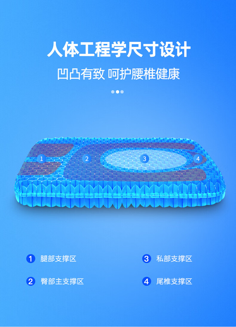 灰妮子美妆工具蜂窝凝胶坐垫久坐车家凝胶冰垫凉座垫垫透气腰靠垫降温 1个装
