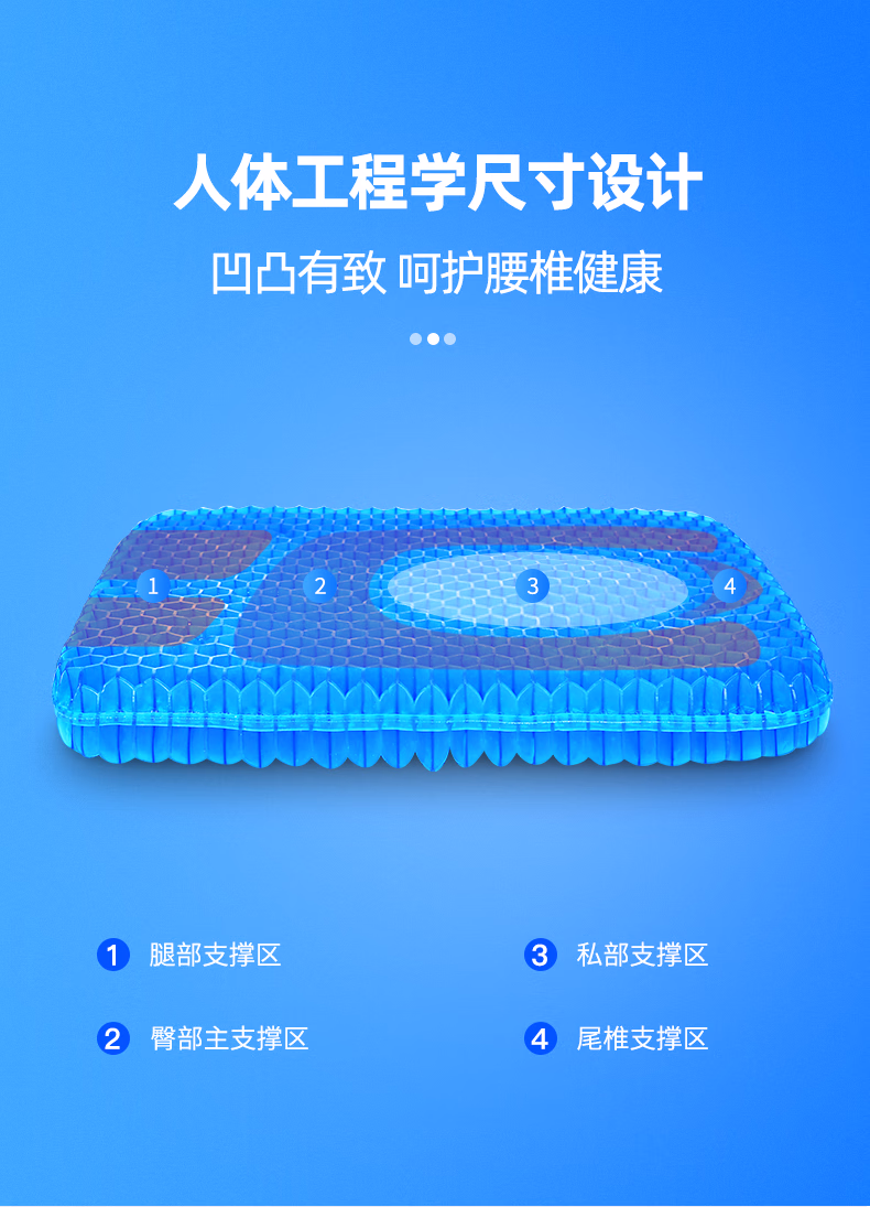 灰妮子美妆工具蜂窝凝胶坐垫久坐车家凝胶冰垫凉座垫垫透气腰靠垫降温 1个装