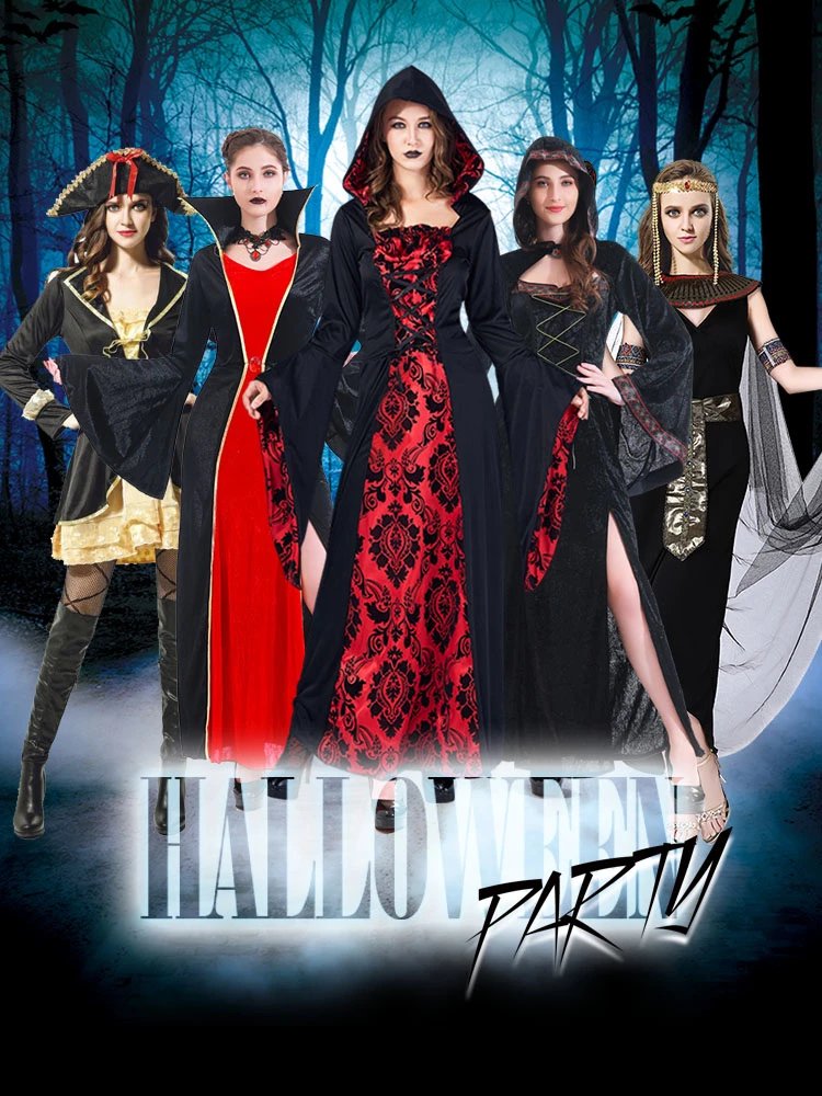 万圣节道具吸血鬼衣服女装万圣节服装女成人衣服cos服女巫恐怖服饰