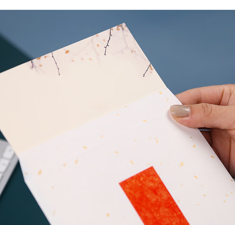 杞沐古风折叠贺卡创意水墨水纹纸手工贺卡diy手写感谢纳福卡片中国风