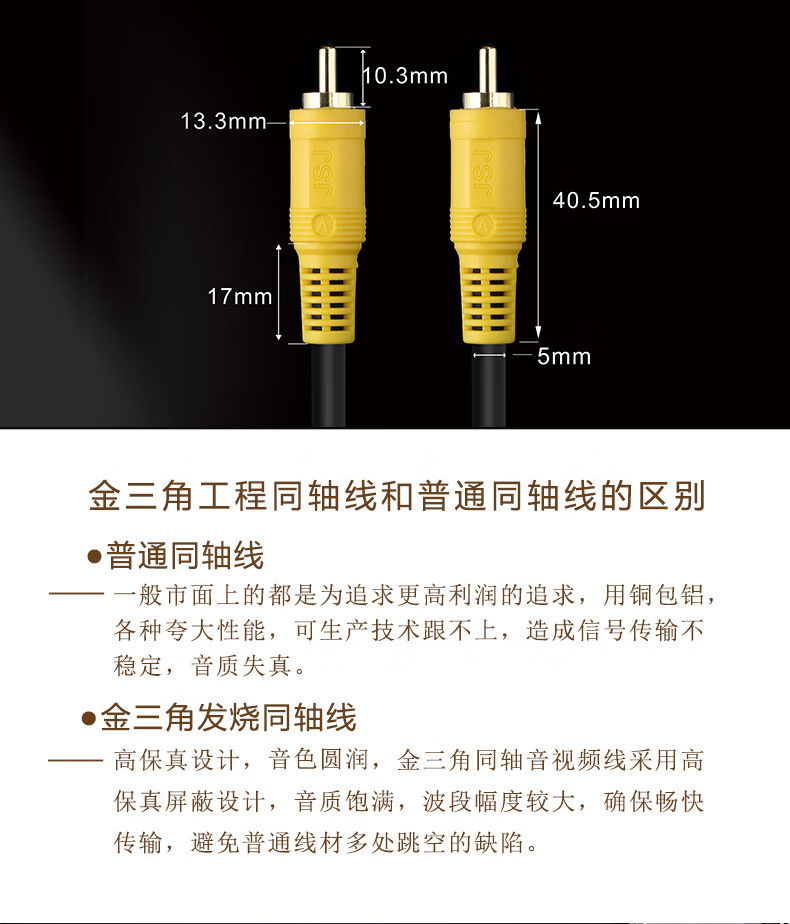 s/pdif 75欧纯铜coxical数字音频线 小米长虹海信电视接功放 同轴线