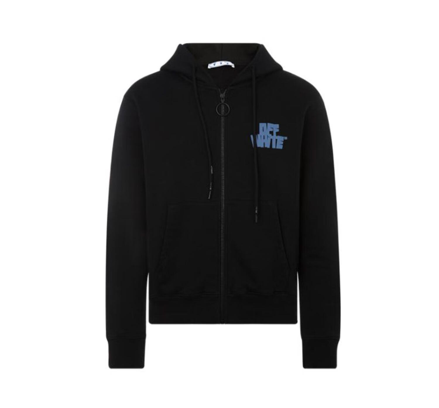 off white 男士棉质黑色图案休闲拉链连帽卫衣外套 黑色 165/84a/xs