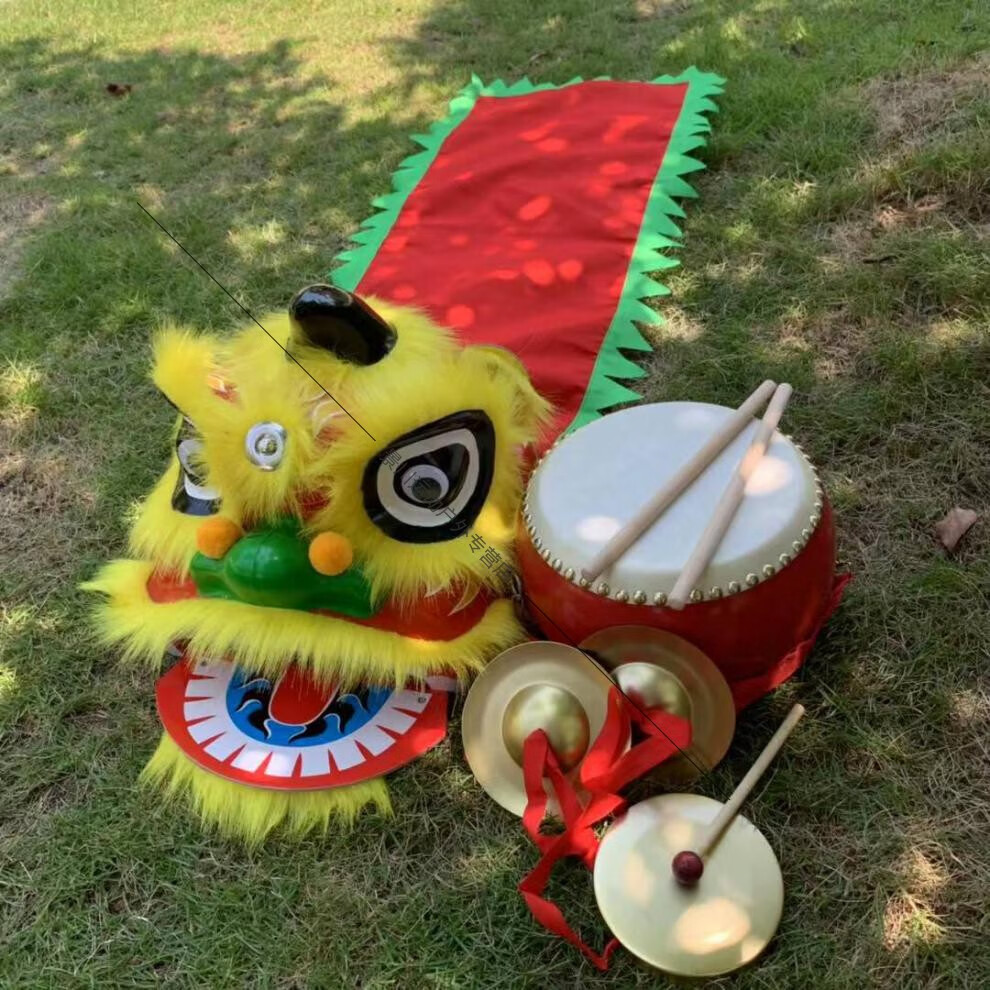 儿童舞狮道具醒狮小南狮佛山狮表演幼儿园舞狮子的狮子头套装玩具 6寸