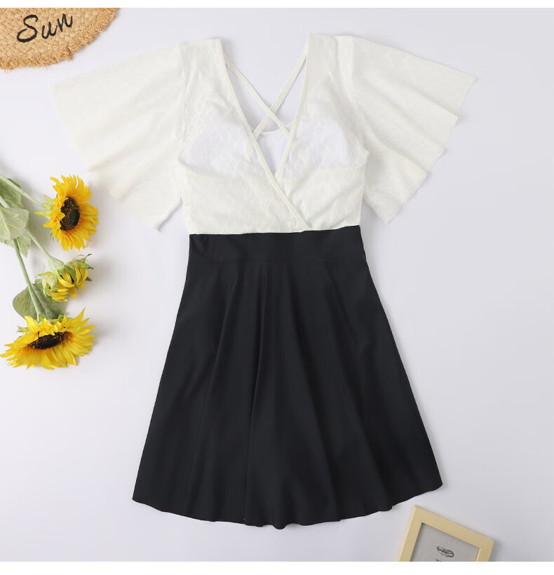 大码泳衣女遮肚200斤胖妹妹加肥加大仙女范游泳衣连体裙式显瘦保守遮