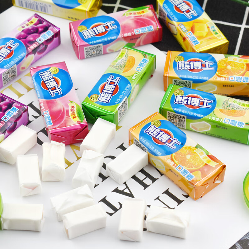 瑞士糖徐福记熊博士口嚼糖果汁软糖瑞士糖充气糖休闲零食盒装糖果22克