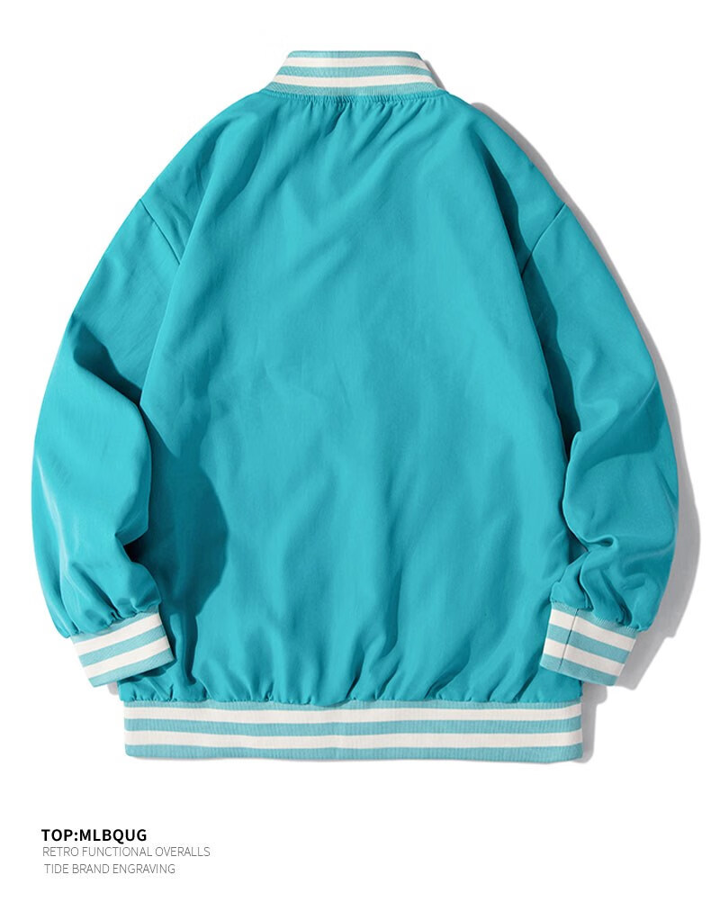 mlb 官方字母夹克男女情侣春秋季潮牌外套上衣ny洋基队棒球服 黑色(白