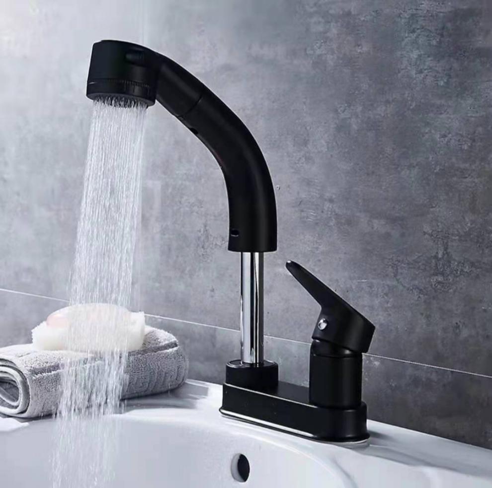 法恩莎冷热水龙头洗手盆面盆双孔入墙式单孔老式洗脸池抽拉式龙头 入