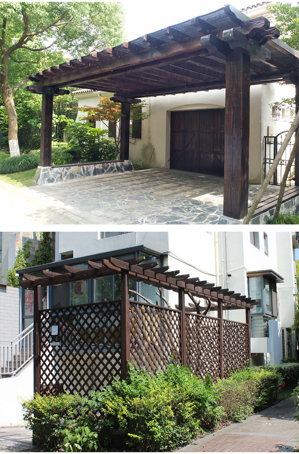 简研防腐木葡萄架庭院户外凉亭室外碳化木廊架爬藤架花架长廊简易木架