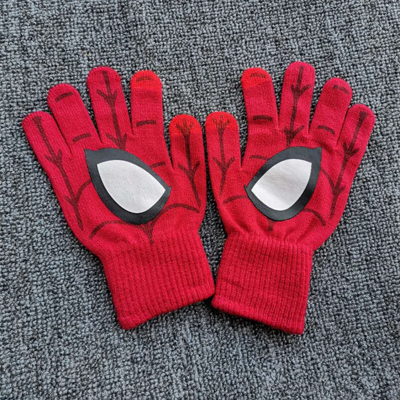 奥特曼手套半指儿童奥特曼手套秋冬季保暖五指半指男孩宝宝小学生写字