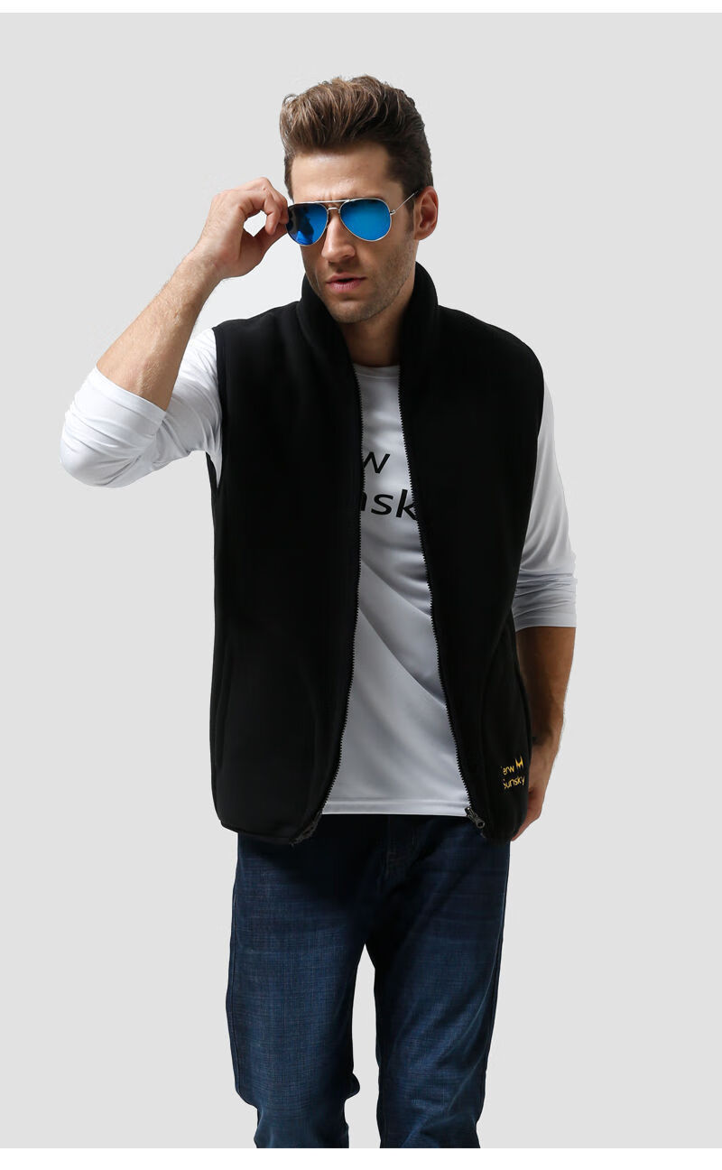 【吉普抓绒马甲】秋冬季抗寒男士马甲两面穿抓绒衣外套 加厚加绒保暖