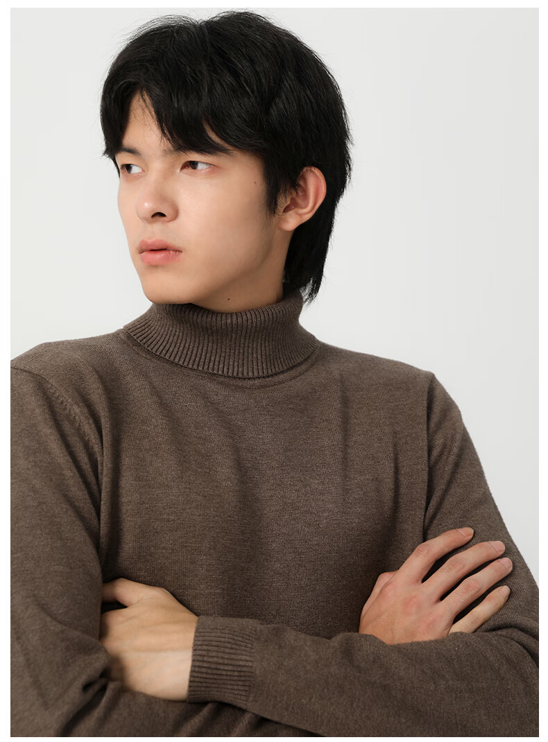 MARKLESS Men's Sweater, Autumn And Winter Warm Turtleneck Knit Pullover, Casual Inner Layer Base Shirt, 0710 Wheat Yellow, L 16