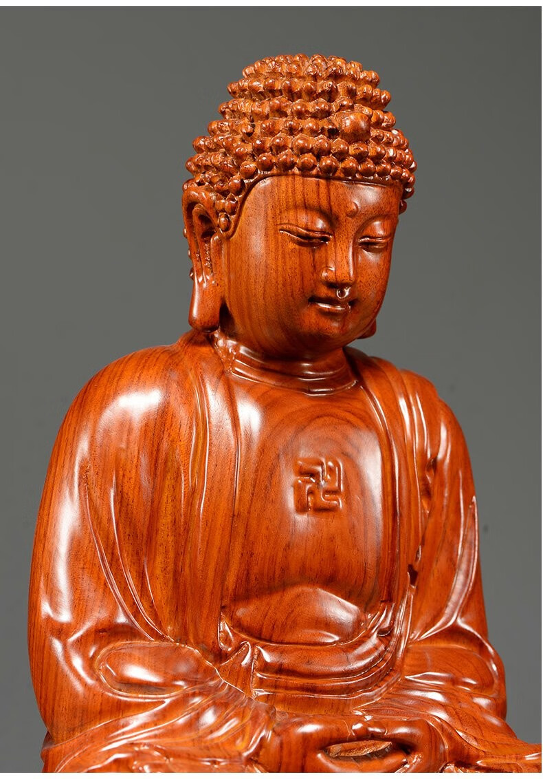 花梨木雕释迦摩尼如来佛祖雕刻摆件实木释迦牟尼佛佛堂家居客厅玄关