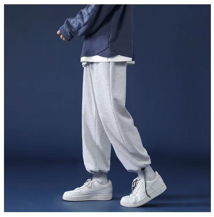 灰色运动裤子男潮牌抽绳束脚裤冬季百搭宽松卫裤 8066灰色【nike】 m