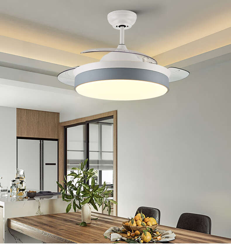 韩御吊灯风扇 隐形风扇灯客厅餐厅吊扇灯 带灯电灯扇卧室灯带电风扇