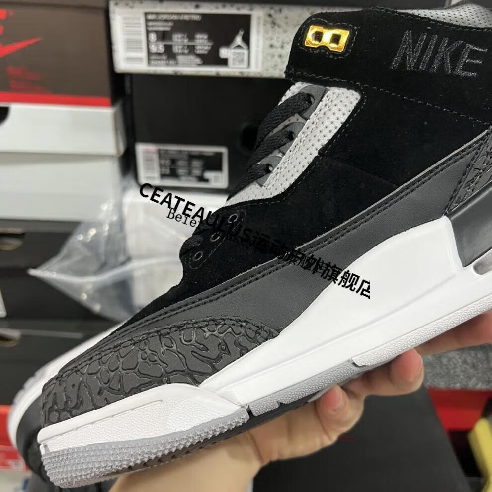 【官方旗舰店】air zoom乔3 retro aj3黑白手稿 黑水泥 复古男子篮球