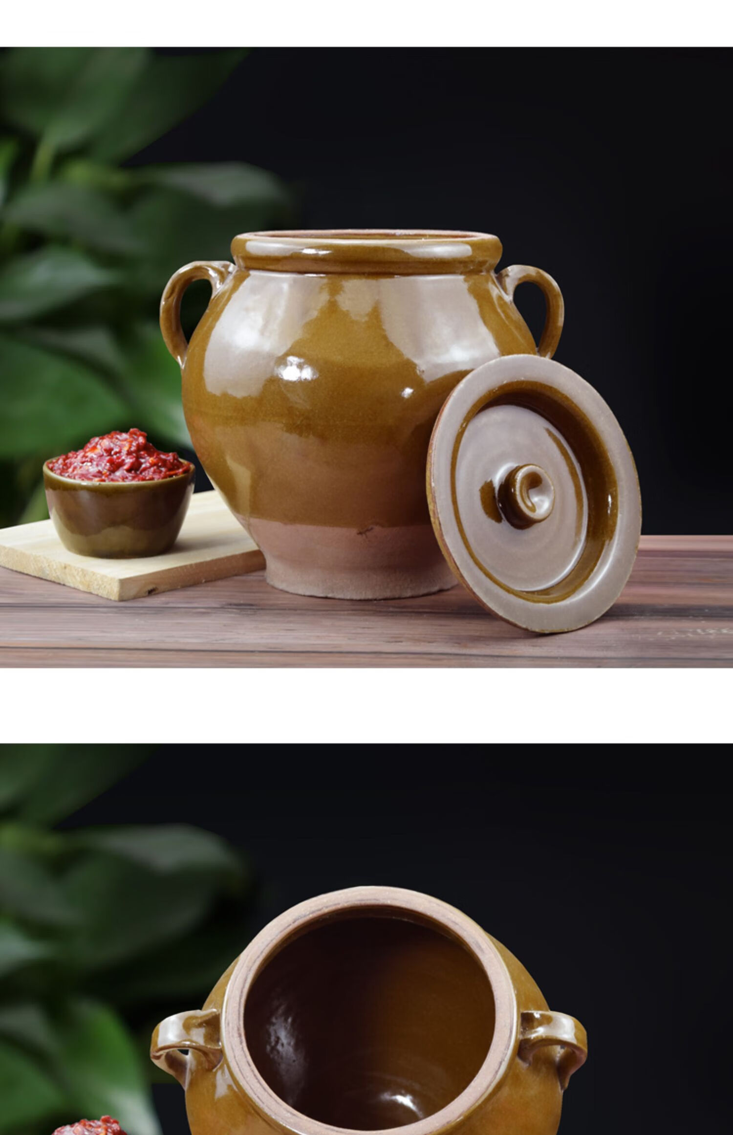 四川陶瓷猪油罐储物罐土陶带盖厨房耐高温家用装油坛子大容量油缸5斤