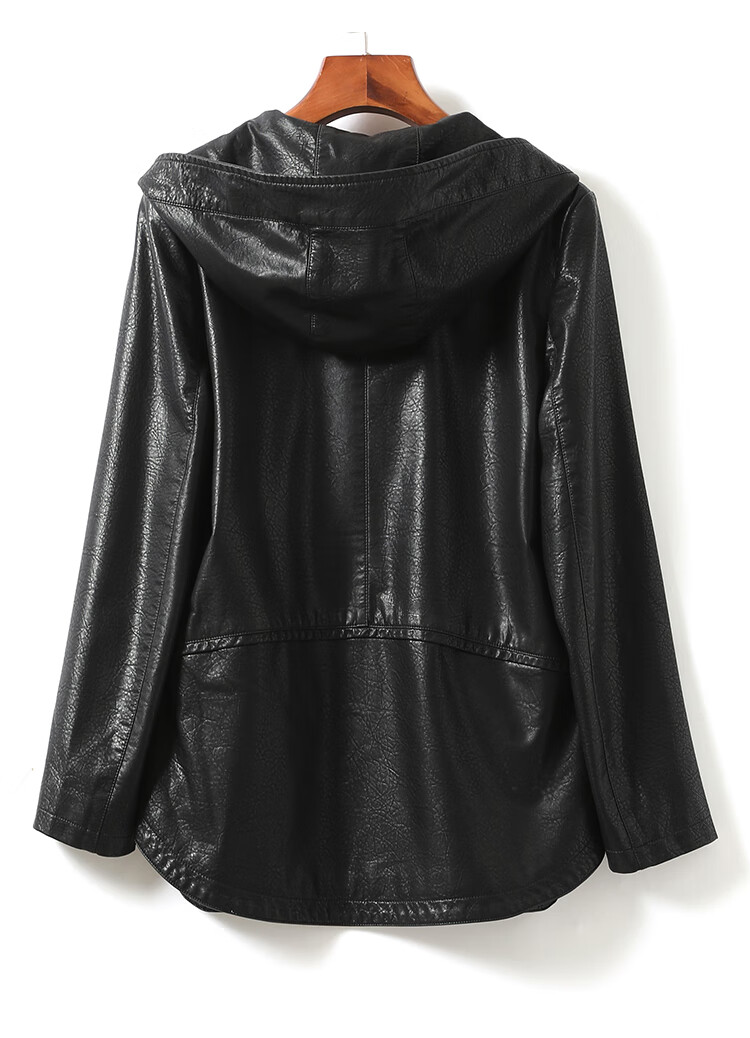 二八月女士皮外套皮衣女常规连帽宽松皮大衣海宁春秋羊皮女外套红色l