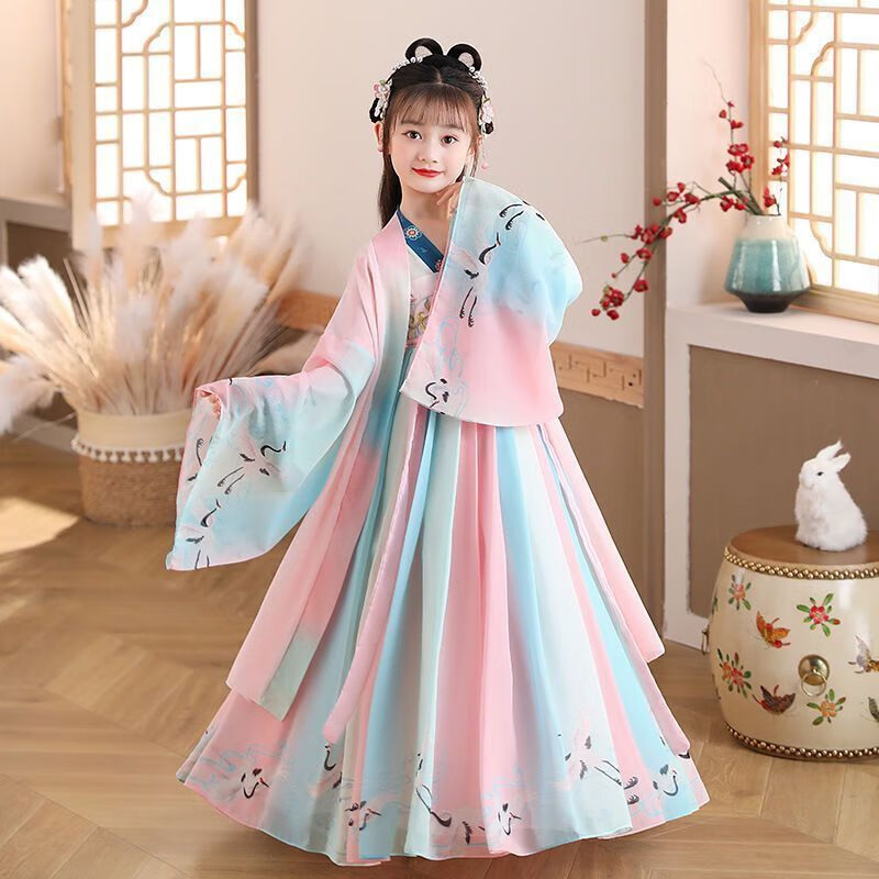 喵驼儿童汉服女童古装汉服春夏中国风3815岁儿童古装汉服唐装襦裙超仙