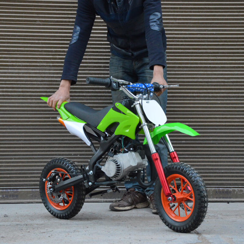 49cc迷你摩托车2冲程混合油使用小型2轮摩托车越野车 绿色【图片 价格