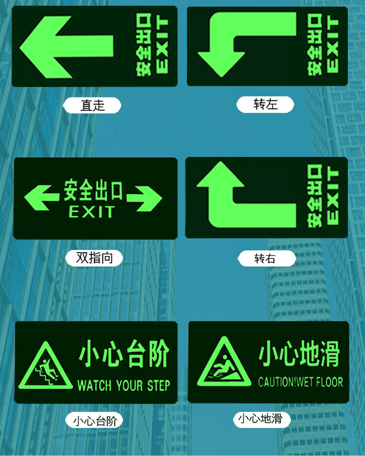 qefh適用於安全出口地貼安全出口指示牌自發光標識緊急疏散逃生提示