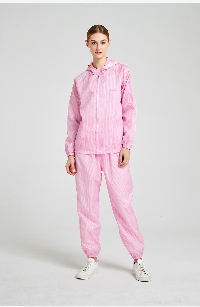 连帽分体防静电无尘服分体式防静电车间工作服电子厂防尘工作衣 白色