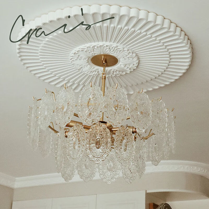 石膏线客厅卧室石膏灯盘圆盘吊灯灯座线条吊顶灯池定制石膏线灯盘石膏