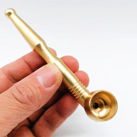 黄铜中小烟杆创意金属烟袋两用卷烟斗烟锅老式烟斗旱烟杆 中玉嘴烟杆