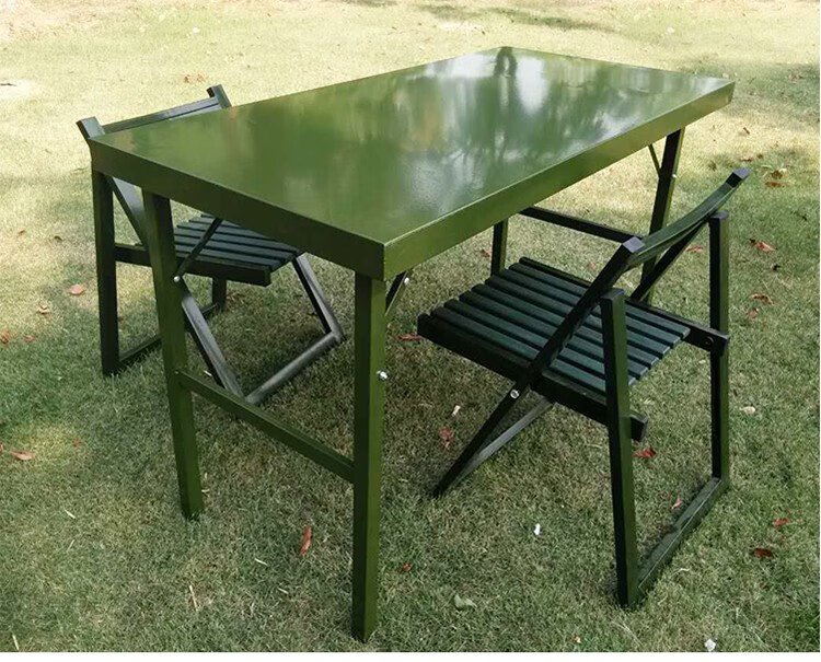 雪峰狐野战折叠桌椅行军指挥作业桌军绿钢制户外训练便携折叠椅军绿