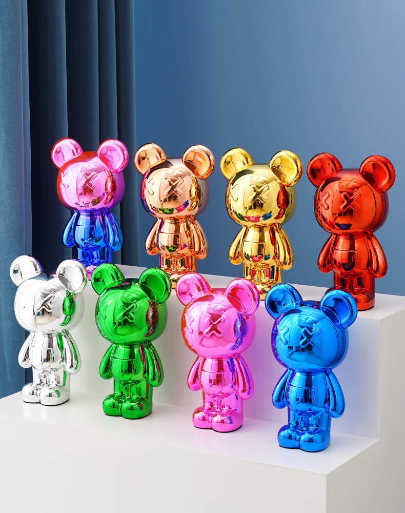 冰石美轻奢卡通电镀暴力熊摆件客厅玄关书房展示酒柜潮玩网红潮玩熊