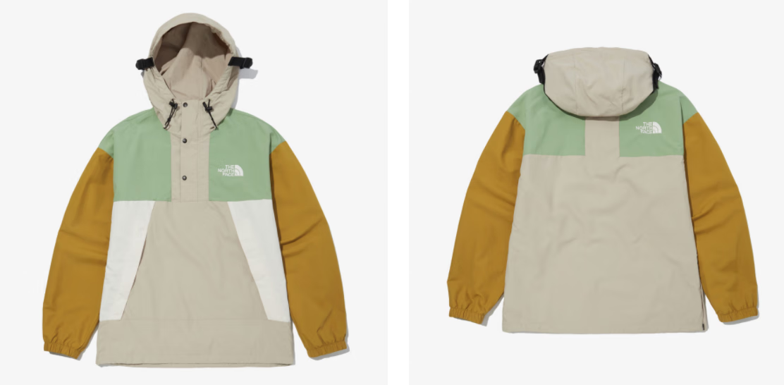 thenorthface北面冲锋衣男女连帽防水半拉链套头外套 na3bn02b/卡其