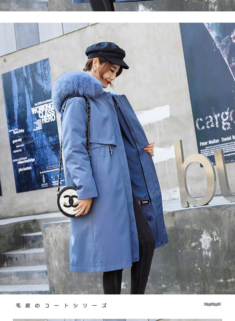 乔杉岚皮草外套女2020新冬款女派克服外套皮草中长款上衣獭兔毛整皮