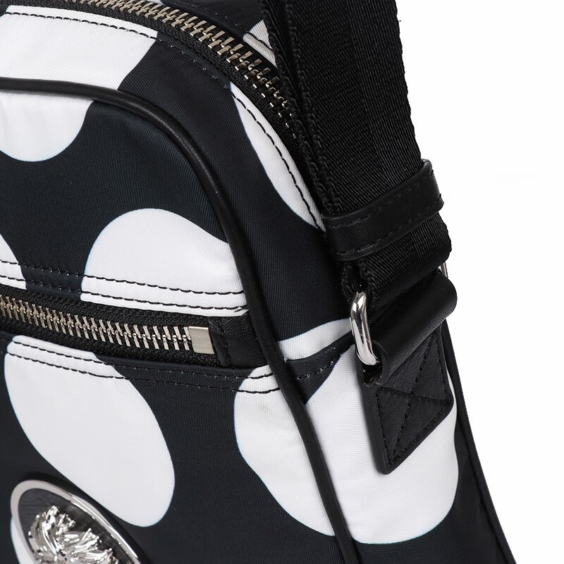 versace范思哲范瑟丝男士黑配白色织物配皮邮差包单肩斜挎包送礼情人