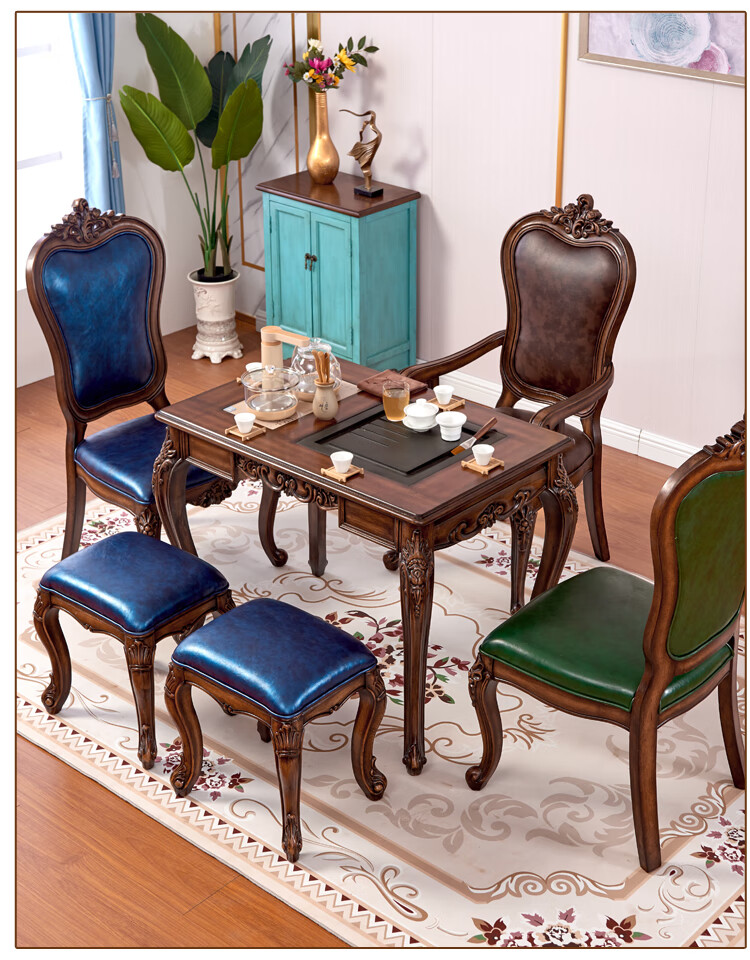 欧式阳台茶桌椅欧式茶桌家用小茶台功夫泡茶实木办公家具客厅美式阳台