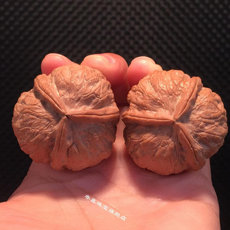 文玩核桃天然寿桃大粗筋核桃手把件寿桃三棱大粗筋核桃