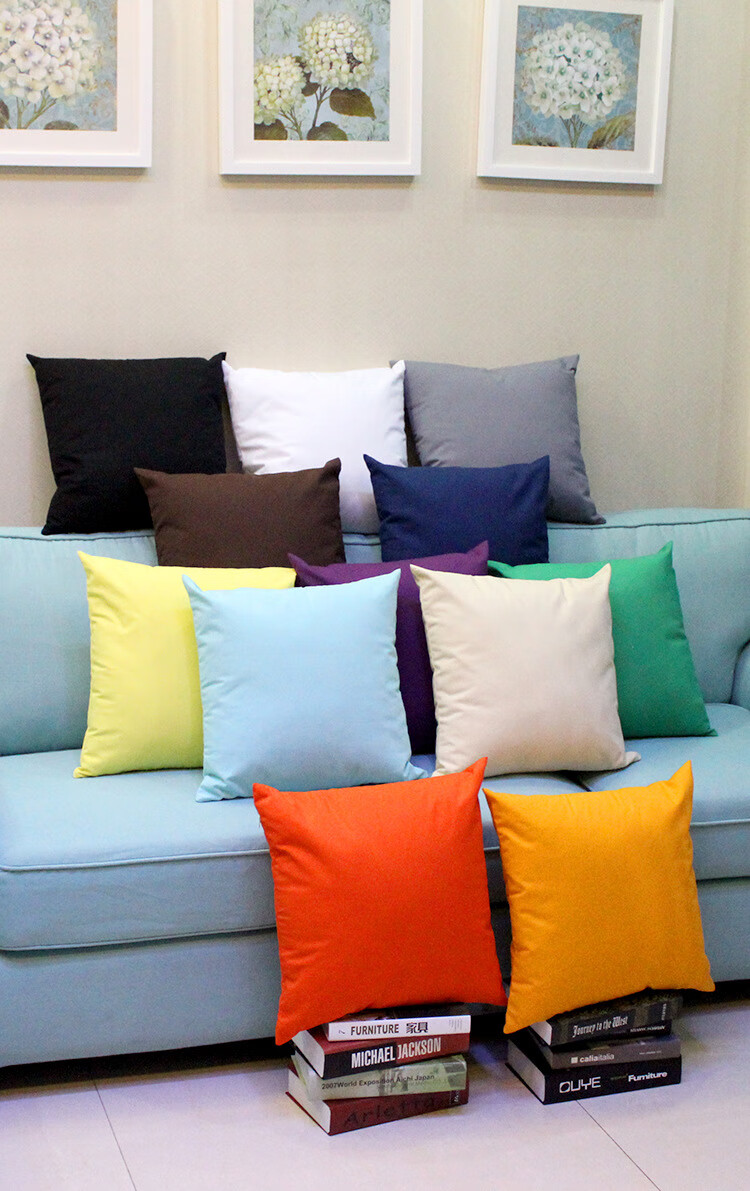 韩版可爱色沙发抱枕套 床头靠垫套 素色汽车靠枕 抱枕 灰色 45*45cm