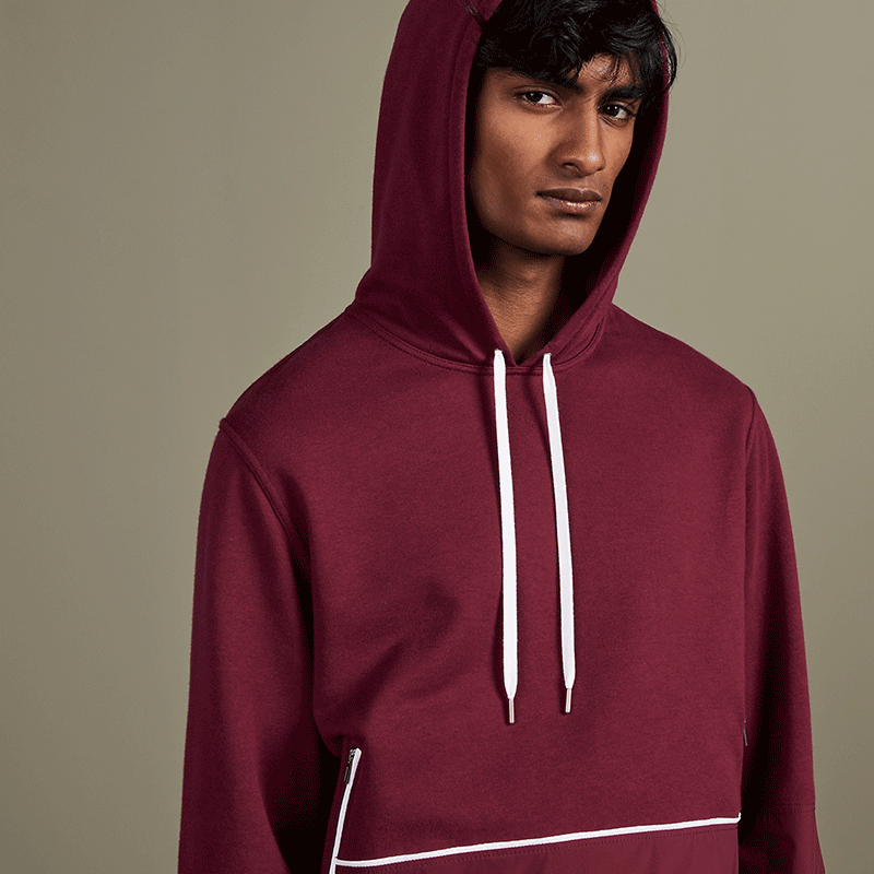 hermes爱马仕男士连帽运动衫套头卫衣h037530ha 54深红色代购 l【图片